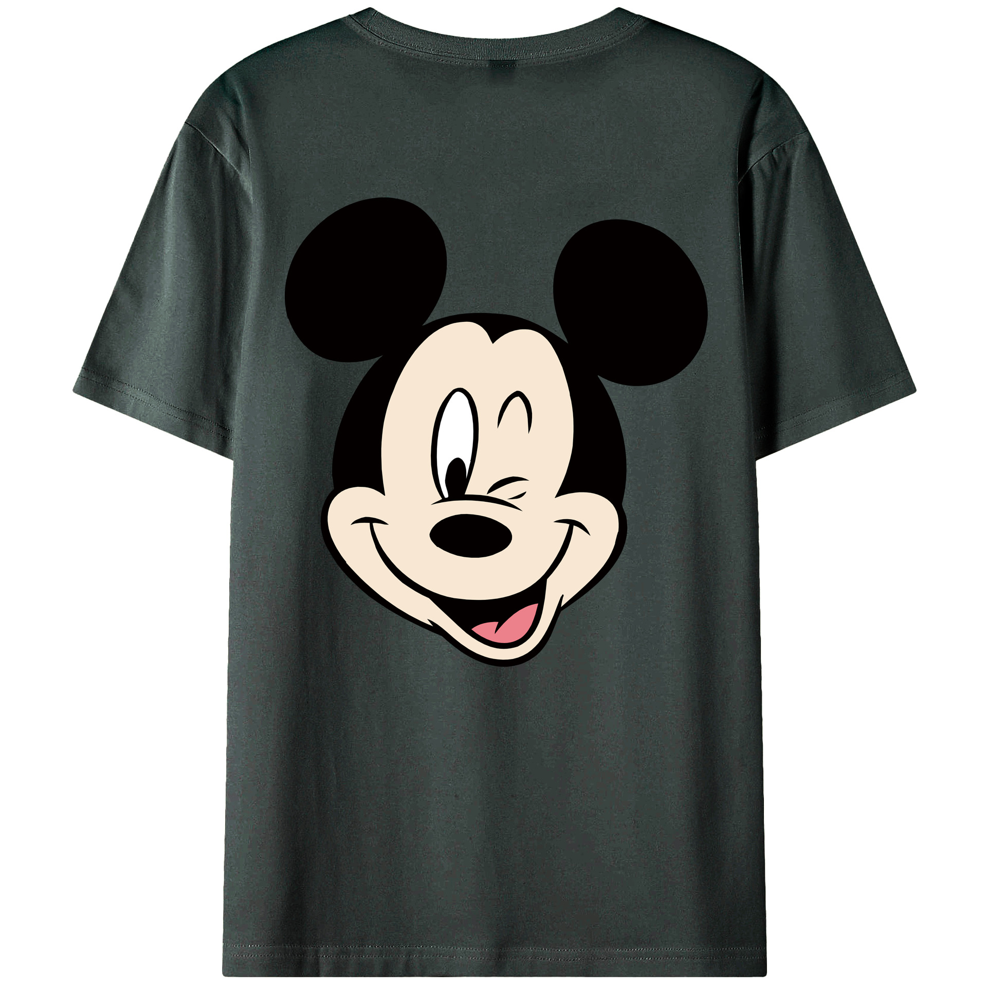 ミッキーマウス Mickey Mouse 綿100％ メンズ半袖Tシャツ（バックプリント） 通気性